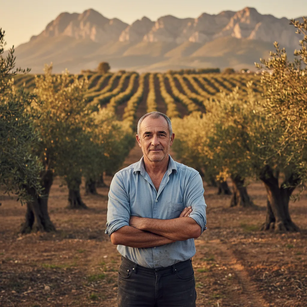 Antonio Morales entre olivos